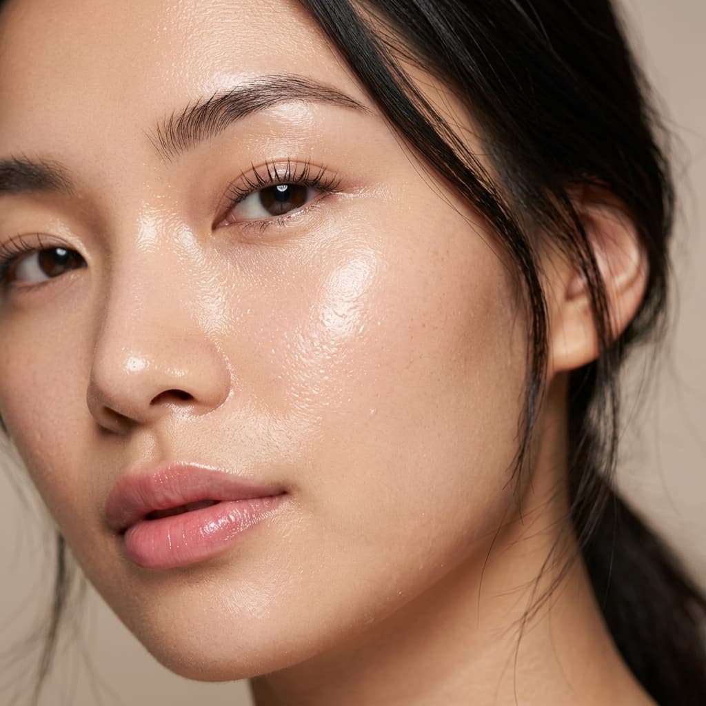 Close-up of radiant, rejuvenated skin following clinical care